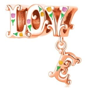 LOVE with Roses in Rose Gold Tone European Charm - Collectible Limited Edition
